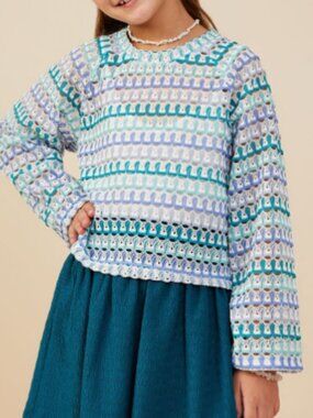 Girls Multicolor Loose Knit Relaxed Top